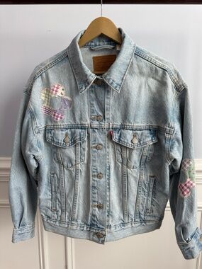 Levi's Strauss & Co 90's Patchwork Floral Trucker Denim Jacket XS Fits S M